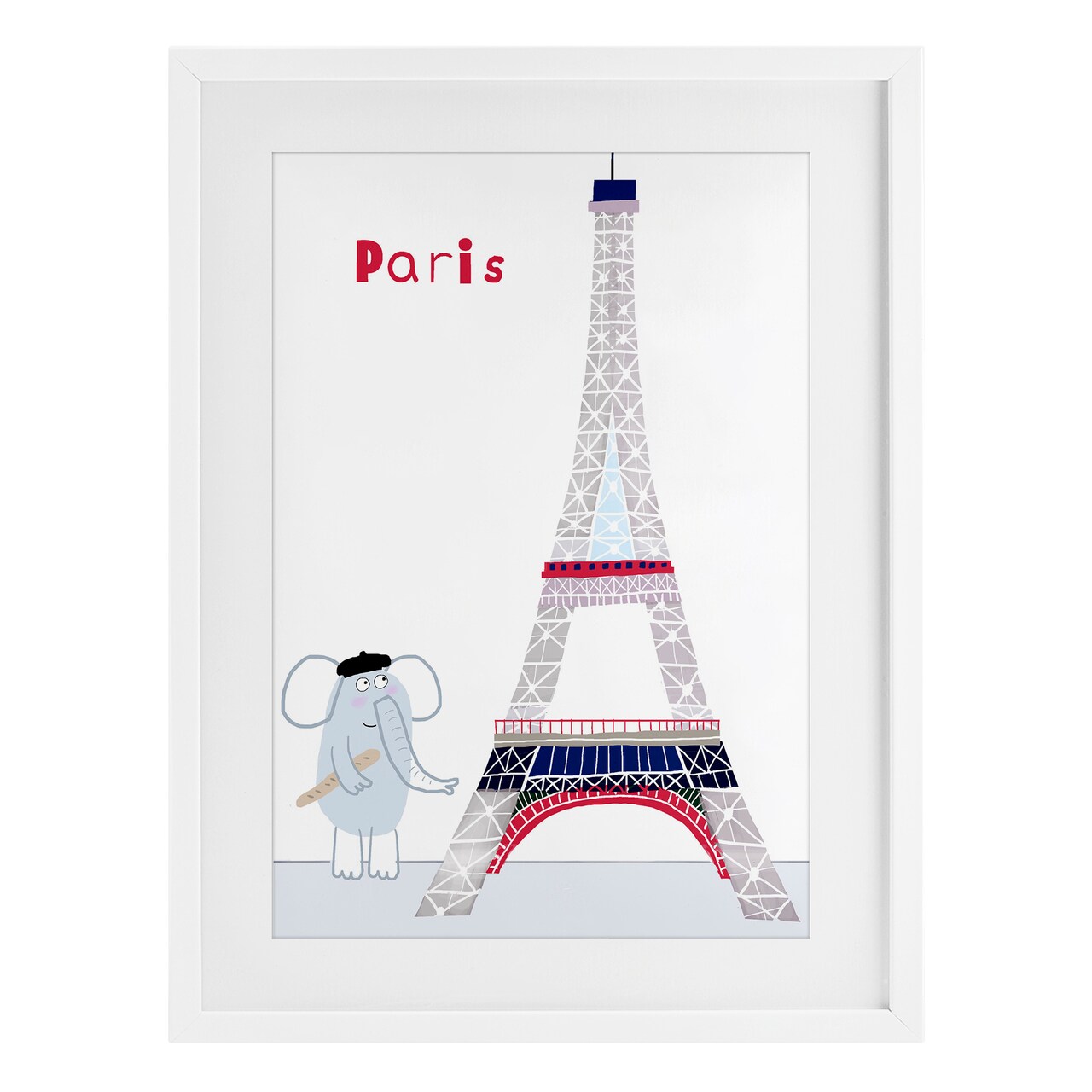 Stupell Industries Elephant & Eiffel Tower Framed Print Under Glass, design by Carla Daly